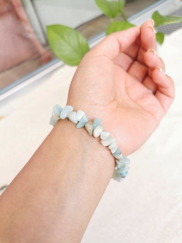 Bracelet Amazonite, Bracelet chips, amazonite, pierre, cristaux, Yoga, méditation spiritualité, Sadhana Nepal