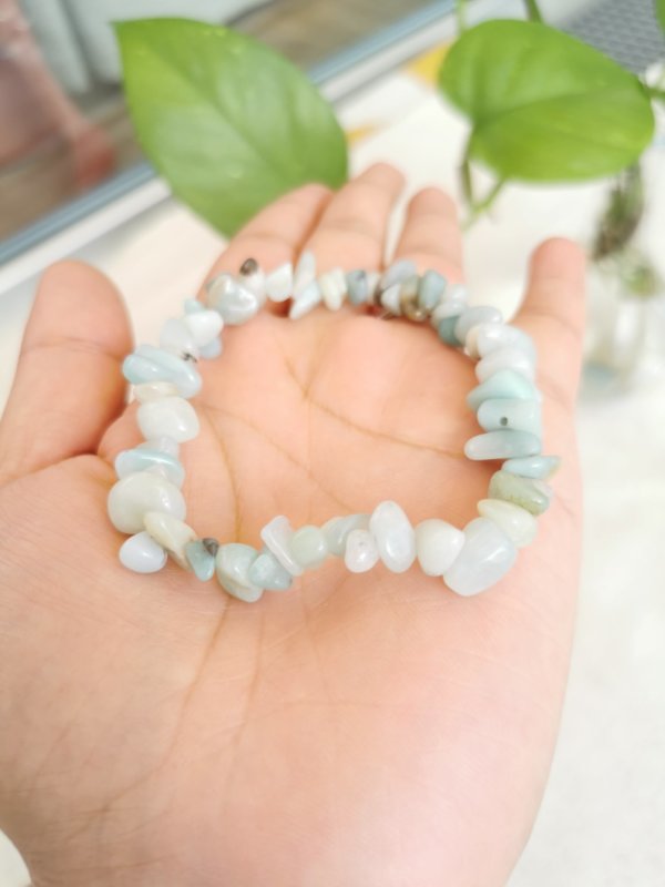 Bracelet Amazonite, Bracelet chips, amazonite, pierre, cristaux, Yoga, méditation spiritualité, Sadhana Nepal
