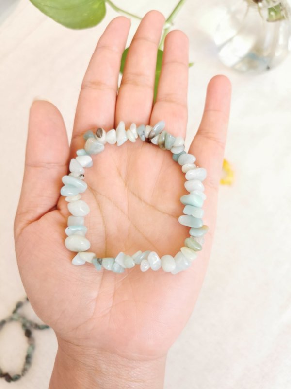 Bracelet Amazonite, Bracelet chips, amazonite, pierre, cristaux, Yoga, méditation spiritualité, Sadhana Nepal