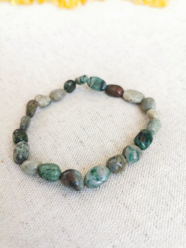 Bracelet chrysocolle, bracelet pierre, bracelet pierre chips, cristal de roche, yoga, méditation, spiritualité, Sadhana Nepal