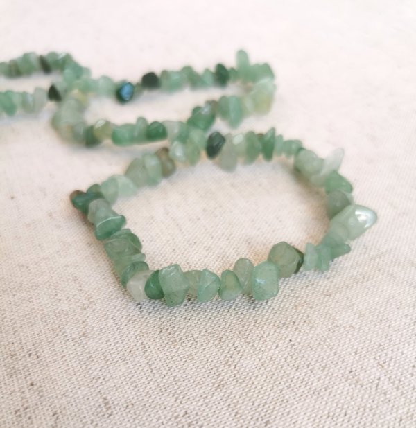 Bracelet aventurine verte, bracelet pierre, bracelet pierre chips, cristal de roche, yoga, méditation, spiritualité, Sadhana Nepal
