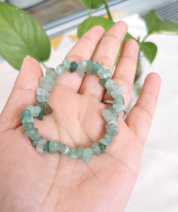 Bracelet aventurine verte, bracelet pierre, bracelet pierre chips, cristal de roche, yoga, méditation, spiritualité, Sadhana Nepal