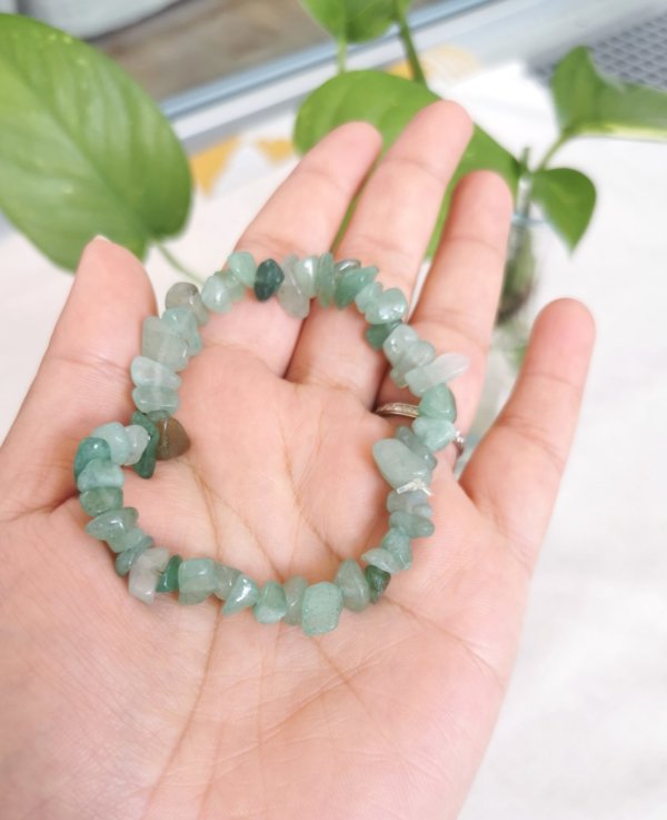 Bracelet aventurine verte, bracelet pierre, bracelet pierre chips, cristal de roche, yoga, méditation, spiritualité, Sadhana Nepal
