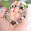 Bracelet fluorite, bracelet pierre, bracelet pierre chips, cristal de roche, yoga, méditation, spiritualité, Sadhana Nepal