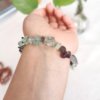 Bracelet fluorite, bracelet pierre, bracelet pierre chips, cristal de roche, yoga, méditation, spiritualité, Sadhana Nepal