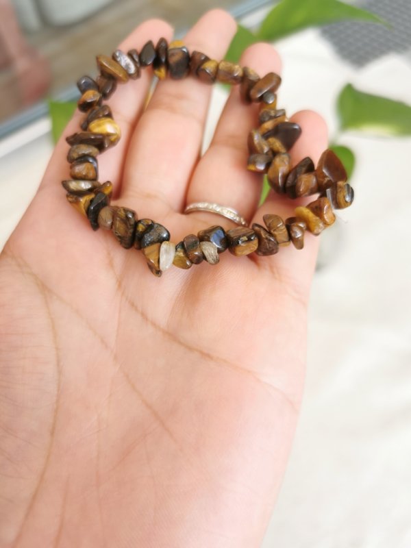 Bracelet œil de tigre, bracelet pierre, bracelet pierre chips, cristal de roche, yoga, méditation, spiritualité, Sadhana Nepal
