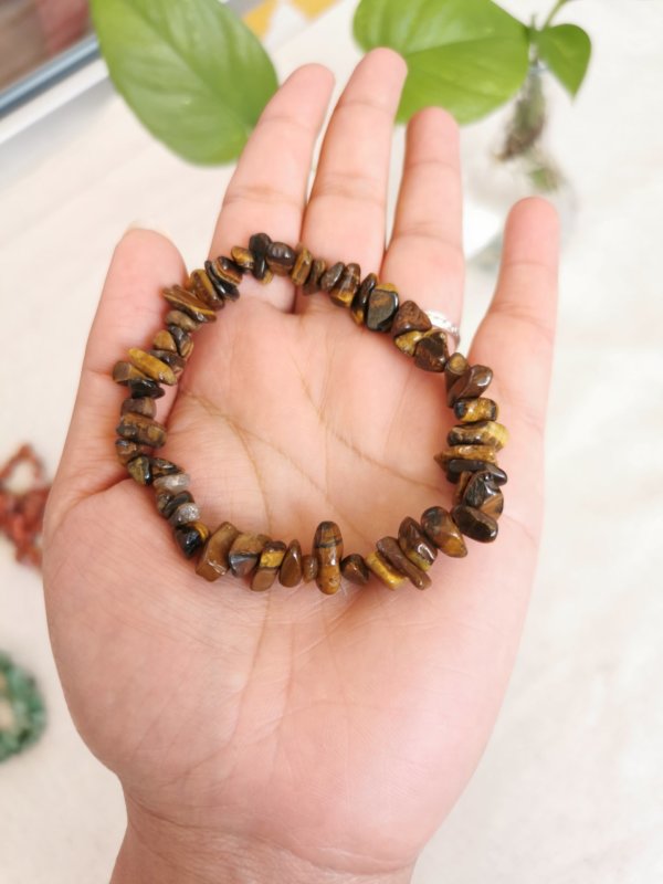 Bracelet œil de tigre, bracelet pierre, bracelet pierre chips, cristal de roche, yoga, méditation, spiritualité, Sadhana Nepal