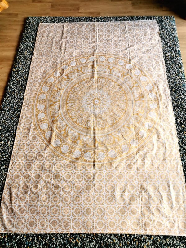 Tapisserie murale mandala doré, tapisserie en coton, yoga, méditation, tapisserie déco, Sadhana nepal