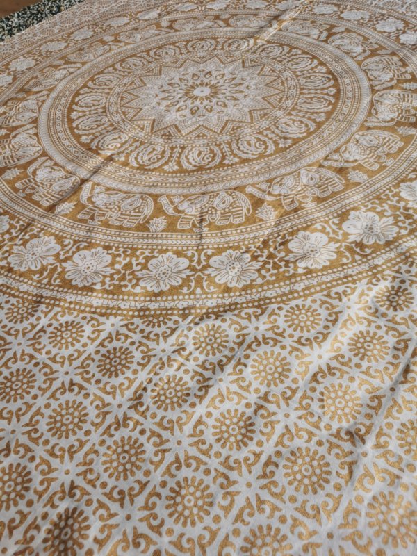 Tapisserie murale mandala doré, tapisserie en coton, yoga, méditation, tapisserie déco, Sadhana nepal