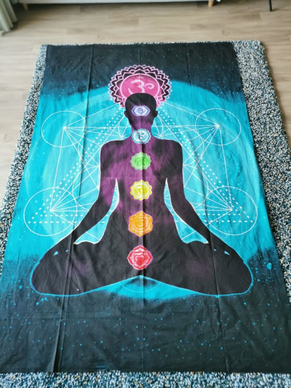 Tapisserie murale 7 chakras, mandala , tapisserie murale, tapisserie, tapestry mandala, Sadhana nepal, yoga, méditation, déco, boho