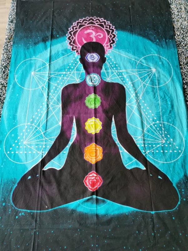 Tapisserie murale 7 chakras, mandala , tapisserie murale, tapisserie, tapestry mandala, Sadhana nepal, yoga, méditation, déco, boho