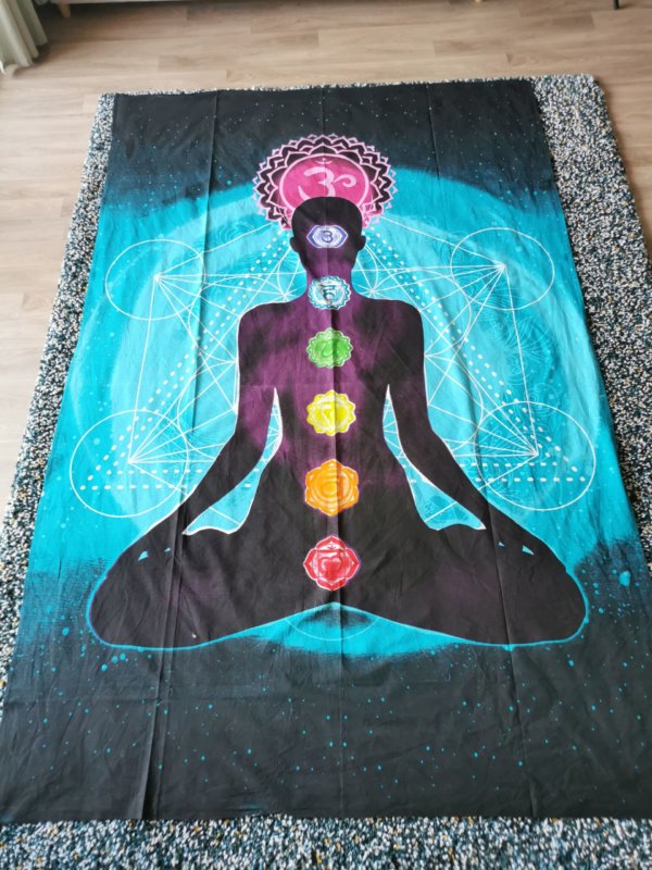 Tapisserie murale 7 chakras, mandala , tapisserie murale, tapisserie, tapestry mandala, Sadhana nepal, yoga, méditation, déco, boho