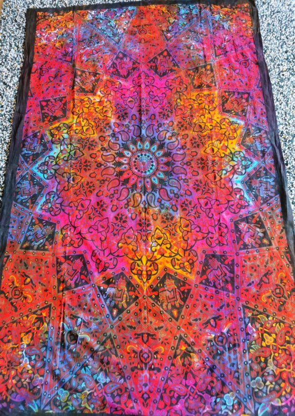 Tapisserie murale étoile rose, mandala , tapisserie murale, tapisserie, tapestry mandala, Sadhana nepal, yoga, méditation, déco, boho