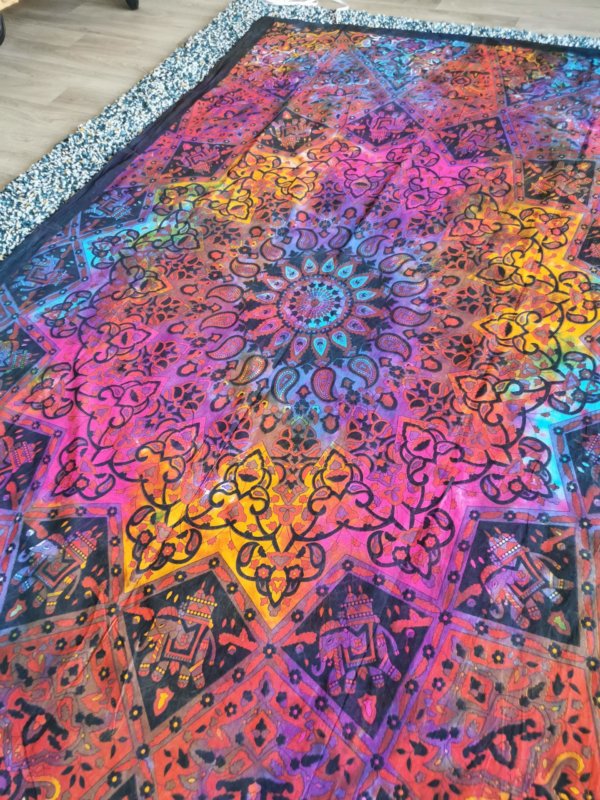 Tapisserie murale étoile rose, mandala , tapisserie murale, tapisserie, tapestry mandala, Sadhana nepal, yoga, méditation, déco, boho