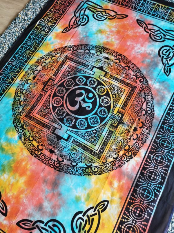 Tapisserie murale OM, mandala , tapisserie murale, tapisserie, tapestry mandala, Sadhana nepal, yoga, méditation, déco, boho