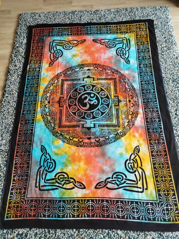 Tapisserie murale OM, mandala , tapisserie murale, tapisserie, tapestry mandala, Sadhana nepal, yoga, méditation, déco, boho