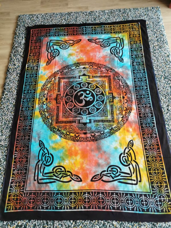 Tapisserie murale OM, mandala , tapisserie murale, tapisserie, tapestry mandala, Sadhana nepal, yoga, méditation, déco, boho