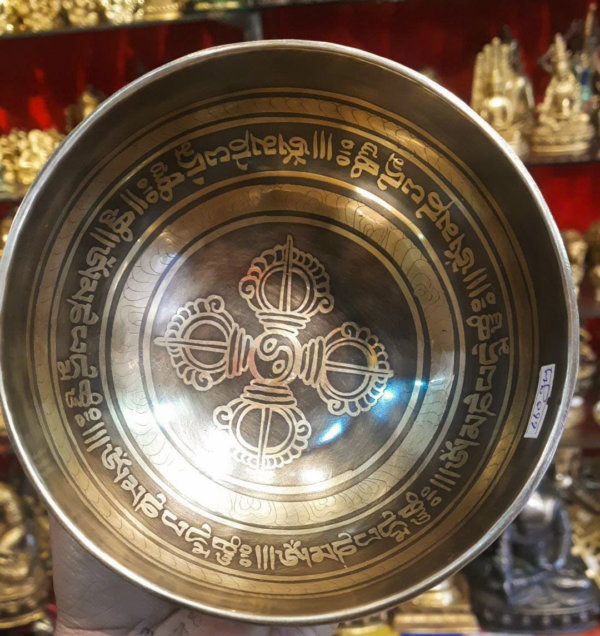 Bol chantant motif bajra, bol himalayen, bol tibétain, bol de méditation, yoga, méditation, spiritualité, Sadhana Nepal
