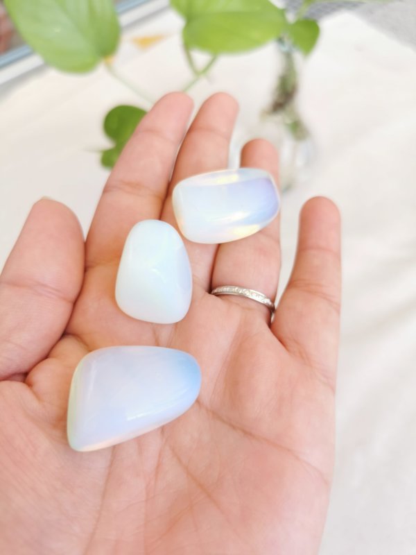 Opalite roulée , pierre roulée, lithothérapie, pierres naturelles, pierres , opalite, spiritualité, méditation, yoga , sadhananepal